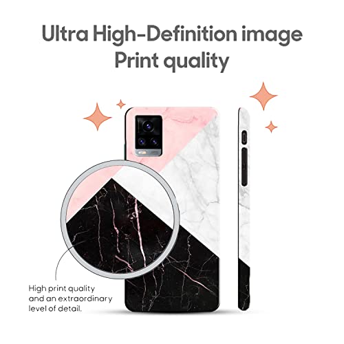 Image of COLORflow Back Cover Compatible with Vivo V20 | Beautiful Black White Pink Marble | Designer Printed Hard CASE Bumper Back Cover Compatible with Vivo V20