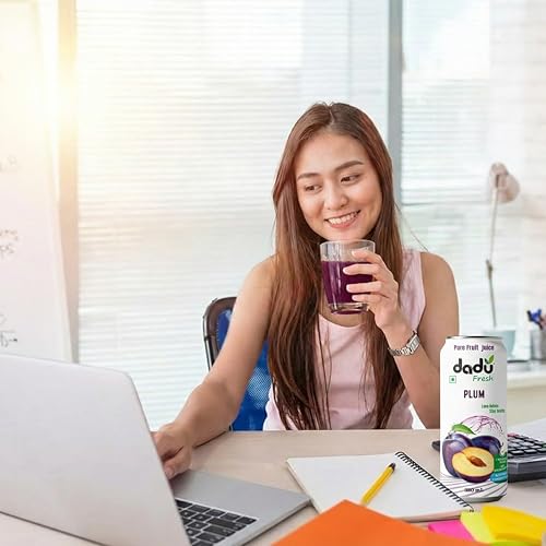 Image of Dadu Fresh Plum Juice | Pure Natural Fruit Healthy Beverage | Not from Concentrate, No Added Sugar, No Preservatives or Artificial Flavours | Vitamin Rich & Naturally Refreshing | 4 Cans x 320ml (1280ml)