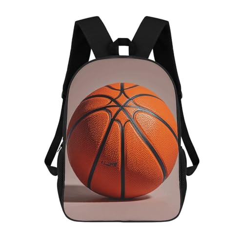 17 Inch Backpack Basketball Orange Laptop Backpack Large Capacity Hiking Daypack Casual Shoulder Bags