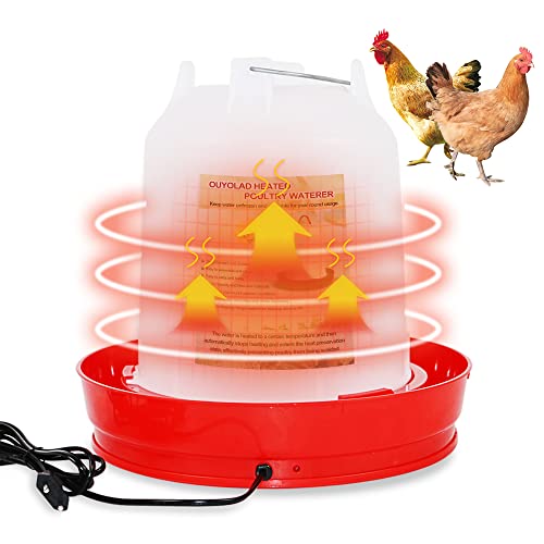 OUYOLAD Beheizte Geflügeltränke Geflügeltränke Heizsockel für Hühner Wassererhitzer für Winter Enteiser Beheizter Sockel 11L Cover