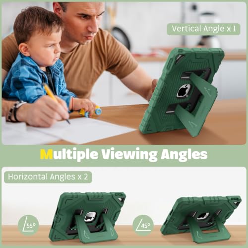 Image of Fintie Kid-Friendly Case for iPad 9th / 8th / 7th Generation 10.2 Inch | Fully-Body Rugged Heavy Duty Shockproof Cover, Portrait & Landscape Viewing, Built-in Kickstand, for Girls /Boys, Green