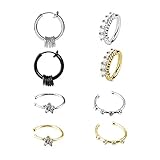 Fake Hoop Nose Ring-Betrust Stainless Steel 8 pcs Mens Fake Nose Rings Prevent Allergy No Fading Personality Lip Ear Rings for Women Men