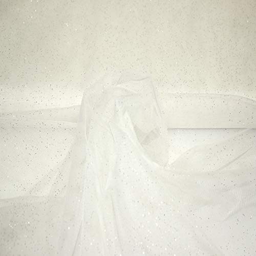 Stoff-Kollektion Tüll Stoff mit Glitzer Meterware zum Nähen/Dekorieren/Basteln/Peticoat/Tütü (Cremeweiß) Cover