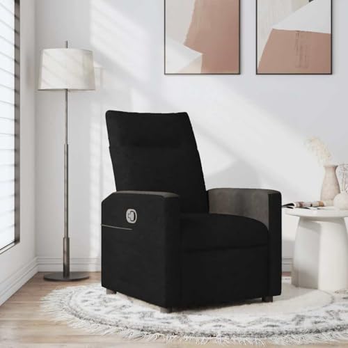 vidaXL Relaxsessel Schwarz Stoff, Sessel, TV Sessel, Sessel verstellbar, Fernsehsessel, TV-Sessel, Fernsehsessel verstellbar, Sofasessel, Liegesessel – Bild 3