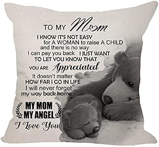 Mum Gifts from Daughter Son Cushion Cover Throw Pillow Cover for Mum Mom Mother Mama, Birthday Gifts Thanksgiving Gifts from Daughter Son
