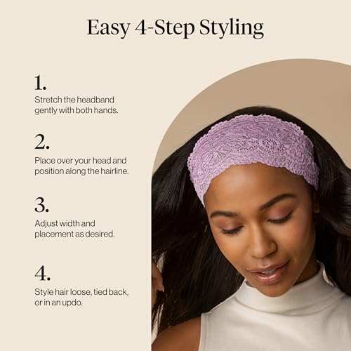 Kitsch Lace Wide Headbands for Women Non Slip - Cherry Lacquer & Dusty Pink - image 6