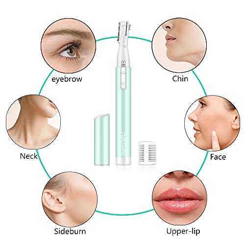 Eyebrow Trimmer, Funstant Precision Electric Eyebrow Razor for Women Battery-Operated Facial Hair Remover with Comb No Pulling Sensation Painless for Face Chin Neck, Upper-Lip, Peach-Fuzz - Image 6