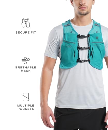 Image of TEGO Pacer Lite Running Hydration Vest | Lightweight Minimalist Running Vest | Compatible with 200 ml / 250 ml / 500 ml Soft Flasks | Reflective | for Running & Training