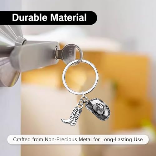 Image of BRBASAP Cowboy Keychain Western Hat and Boot Key Chains Country Accessories for Men and Women Cowgirl Line Dancing Car Keychains Birthday for Cowboys Mens Wristlet Key Chain Accessories