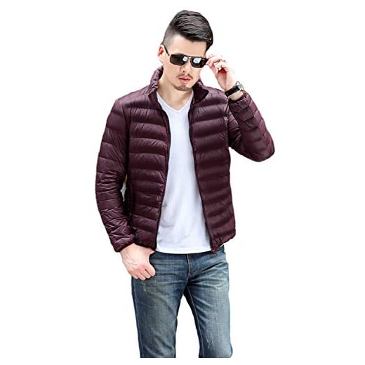 TieNew Plumífero para Hombre, Chaqueta de Pluma para Hombre Chicos Ligero Plegable Abrigo Acolchado Plumón Ropa para Invierno