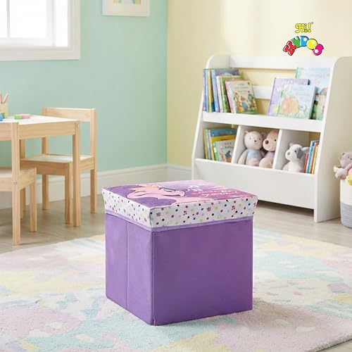 Image of Kudos Kids My lLittle Pony Print Foldable Storage Box | Non-Woven Fabric Toy Storage Basket | Multipurpose Clothes & Laundry Organizer with Lid (Purple)