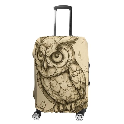Travel Luggage Cover Suitcase Cover Suitcase Protector Pencil Drawing Owl Luggage Covers Washable Baggage Cover Elastic Anti-Scratch Suitcase Case Protector for Adult Personalized Suitcase Covers