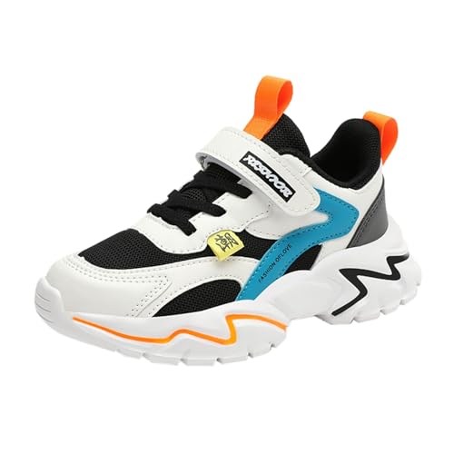 Zapatillas de correr verano otoño e invierno malla transpirable ajustable zapatos medianos y grandes para niños zapatos deportivos casuales para niños 35, naranja, 28.5 EU