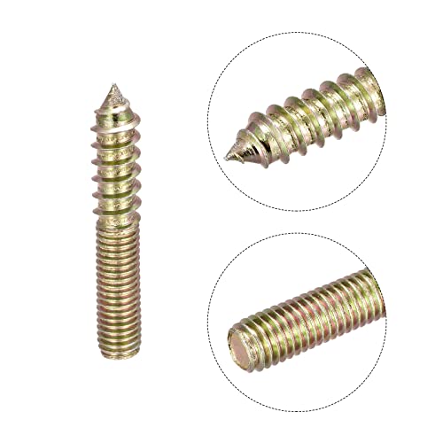 Image of uxcell M10x60mm Hanger Bolts, 8pcs Double Ended Thread Dowel Screws for Wood Furniture