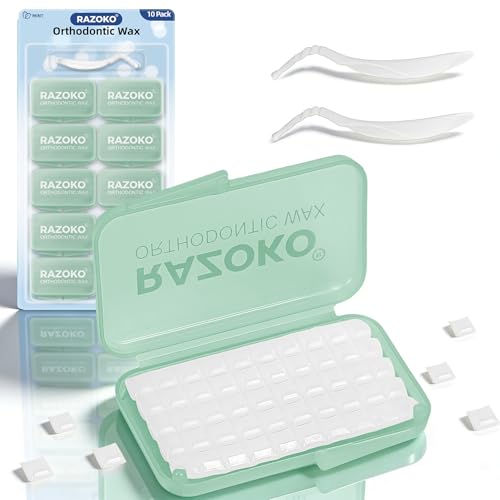 RAZOKO Orthodontic Wax for Braces,500-Count Pre-Sectioned Dental Wax Square