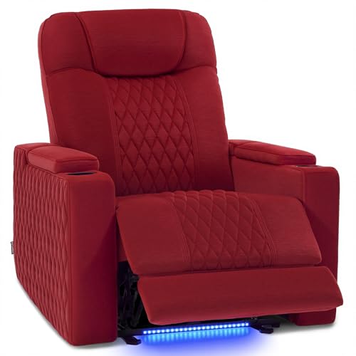 Image of MCombo Zero Gravity Oversized Power Recliner Chair for Adults with Power Headrest & LED Light, Fabric Recliner Chair for Living Room & Home Theater, USB & Type C Port, Armrest Storage HTS401