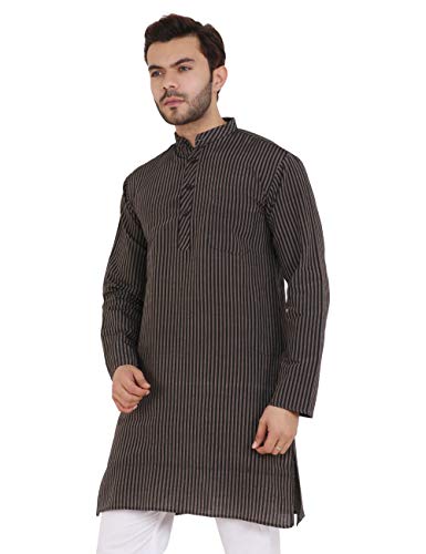 Image of LATEST CHIKAN Men's Cotton Blend Regular Striped Kurta