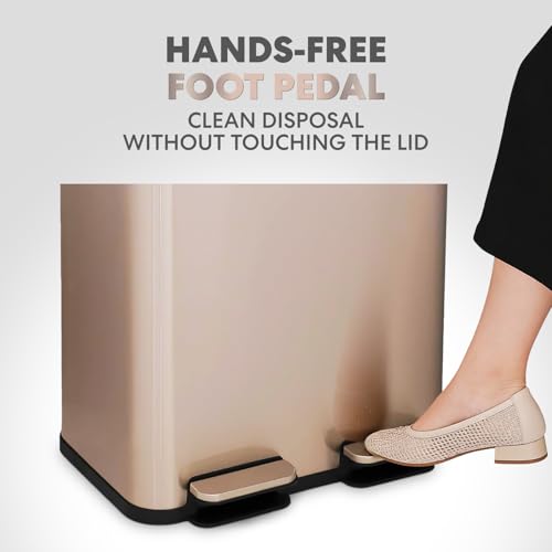 Caneca de basura rectangular dual 60L con pedal y tapa suave miniatura 4