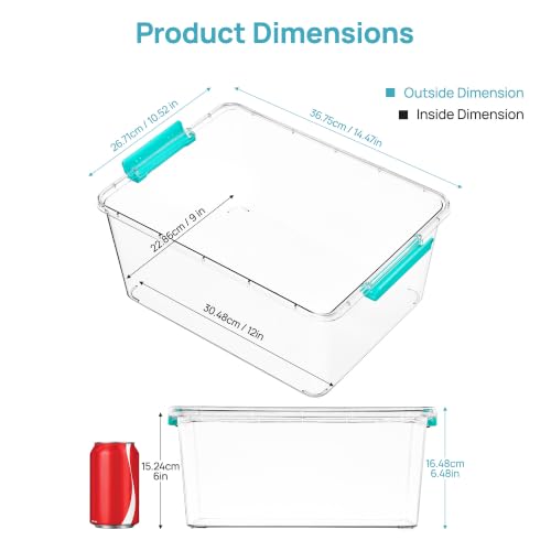 Image of Vtopmart 4 Pack 12 Qt Clear Craft Storage Bins with Lids and Latches | Stackable Plastic Storage Box for Art & Craft Supplies, Paper, Toys, BPA-Free Containers for Organizing