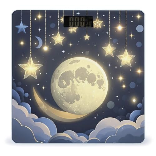Báscula digital Stars and Moon con vidrio templado y pantalla LCD miniatura 1