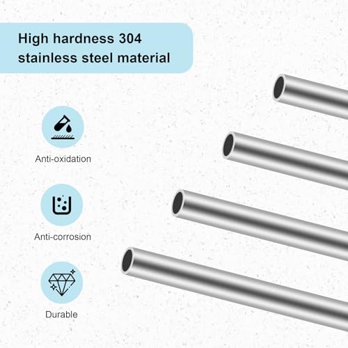 iMeistek 304 Edelstahl-Rundrohre, 8 mm Außendurchmesser x 0,4 mm Wandstärke, 300 mm Länge, nahtloses Edelstahlrohr für Industrie & Heimwerker (3 Stück)