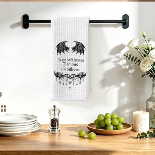 Image of Halloween Hand Towels for Bathroom, Humor Waffle Weave Absorbent Hand Towel | Funny Waffle Weave Dish Towels, Humor Hand Towels for Home Kitchen Bathroom Decor, Housewarming Gifts 14x24 Inch