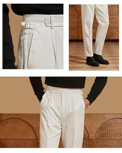Men's Dress Pants Vintage Pants Straight Fit Flat Front Business Casual Golf Pants4