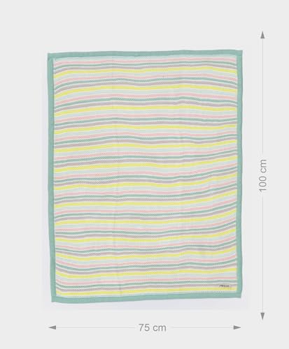 Image of Mi Arcus Premium 100% Cotton Knitted Ultra Soft Cool Blanket for Baby Boys Girls 0-12 M - Multicolour 100x75 cm
