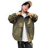 [JYTCGSU] キッズ ウインドブレーカー 男の子 ジャケット 子供服 フード付き アウトドアジャケット ボーイズ アウター 登山服 防風 おしゃれ 人気 アウトドア 普段着 (グリーン,150)