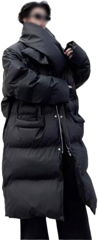 VIDI Medium And Long Down Jacket For Men's Winter Warm Bread Clothing PU Leather Coat