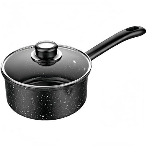 JORERAORMES片手鍋オール熱源対応ガラス蓋付麦飯石コーティングノンスティック加工焦げ付きにくい一人鍋・中華鍋・フライパン・ソースパン多機能対応揚げ物・ミルクパン・煮る料理に最適高熱効率お手入れ簡単洗いやすい(カバーなし, (抗菌加厚20 CM【カバ