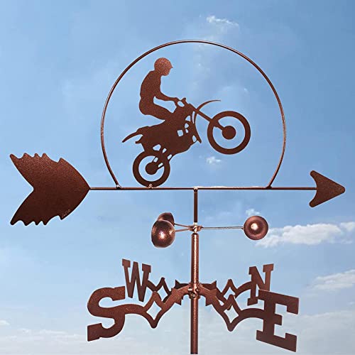 Girouette de jardin moto métallique pour connaître la direction du vent