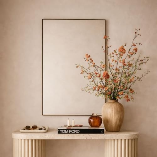 Image of TEHOME Black Bathroom Vanity Mirror with Squared Corners, 24x36'' Matt Black Rectangle Stainless Steel Metal Framed Mirror for Bathroom