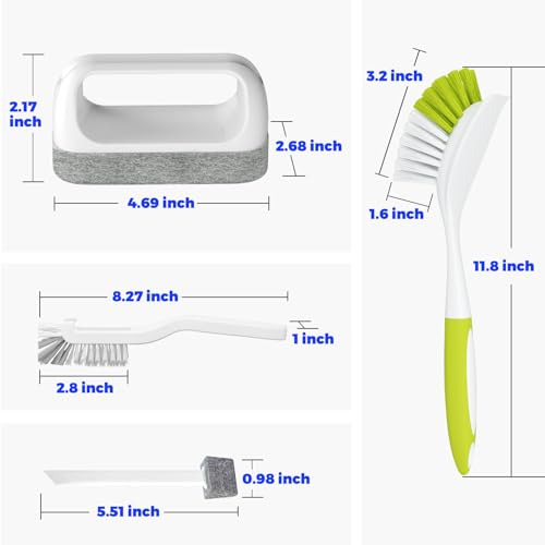 Image of Holikme Cleaning Brush Set, Scouring Pad for Cleaning, Groove Gap Brushes for Pot, Pan, Kitchen Sink, Wire Brushes (Amarillo)