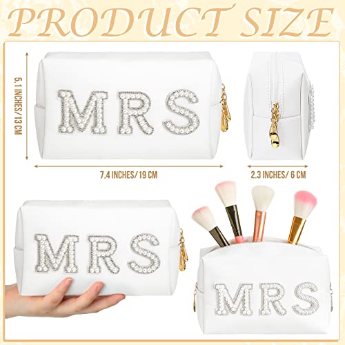 Image of Xtinmee Personalized Initial Wedding Bride Slipper Mrs Pearl Letter Makeup Bag Bachelorette Party Bridal Shower Wedding Gifts(S)