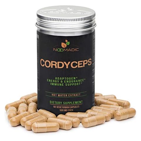 Cordyceps Mushroom, 60 Capsules, 500mg Each, AMPK Activator, Hot Water Extract, Wood Grown, Fruiting Bodies, 30% Beta-D-Glucans, Yartsa Gunbu, Caterpillar Fungus Cover