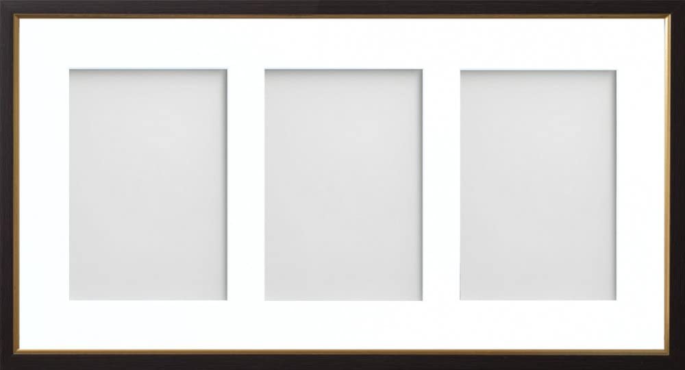 Frame Company Drayton Multi Aperture Photo Frame, Black with Gold Inset, 20x10 for 7x5 inch (x3)
