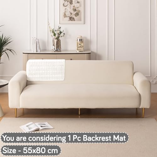 Image of HOKIPO 'Plush Haven' Premium Anti-Slip Backrest Mat | Soft Fluffy Plush Fabric, White - 1 PC (AR-6256-WHT)