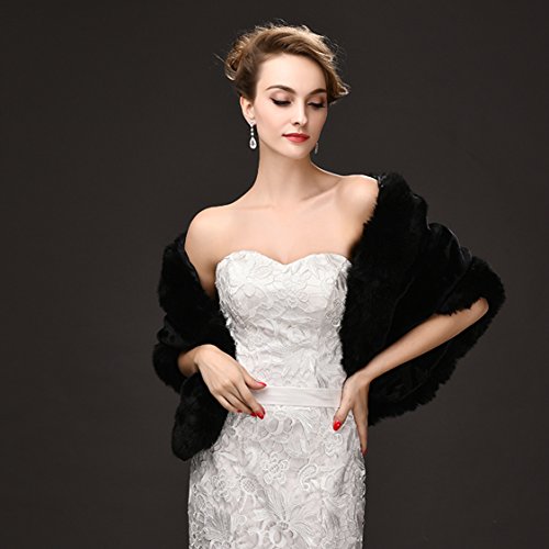 CHITONE Women's Faux Fur Wraps for Evening Dresses Faux fur Shrug Cape Stole Faux fur Shawl Scarf for Wedding/Party/Show2