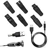 8PCS USB Shaver Charger Power Adapter Cord 5V Electric Shaver Chargers with 7 Connector Tips Men Shaver Charger Cable Kit for Electric Hair Clippers, Desk Lamps, Purifiers, Beard Trimmers, Shavers