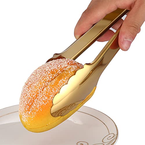 2 Pack Gold Serving Tongs Gold Serving Utensils Salad Tongs Buffet Tongs Non-slip & Easy Grip Stainless Steel Gold Plated Buffet Serving Tongs, Salad, Ice, Oven (9.5 Inch) (Gold) - Image 5