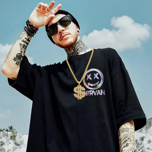 Gold Chain with Dollar Sign Big Money Necklaces for Men Women Stainless Steel Rhinestone Jewelry Fashion Pendants with 28 Inches Cuban Chain (Gold)Spinner Dollar Sign Necklaces 36 Inches2