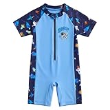DivingBirds Baby Jungen Schwimmanzug Einteiler, Schnelltrocknender Kurzarm Badeanzug & Rashguard UV-Schutz für Kleinkinder 6-9 Monate