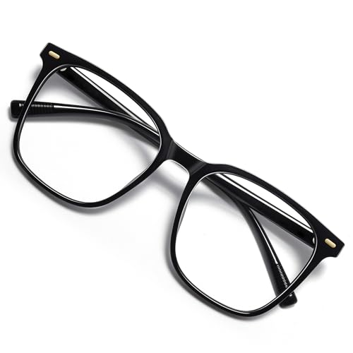 Image of Oversized Square Blue Light Blocking Glasses for Women Men, Anti-Fatigue Computer Monitor Glasses Reduce Eye Strain