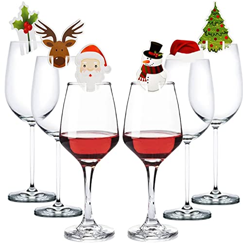 80 Pieces Christmas Wine Glass Markers Glass Card Decoration Christmas Wine Glass Drink Markers Charms Reusable Funny Xmas Wine Stickers for Christmas Birthday Wine Tasting Party Decorations