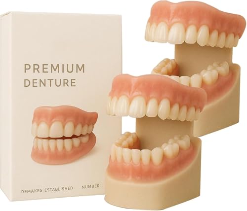 Dentadura postiza de silicona kit de 2 piezas superiores e inferiores ajustables
