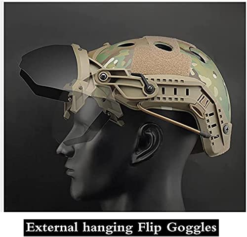 Can Be Quickly Connected to The Tactical Fast Helmet External Flip Goggles, Safety Goggles with 2-Color Lenses,Side ARC Rails