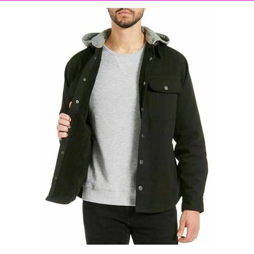 Jachs Men's Sherpa Lined Canvas Shirt Jacket (Black, XL)2