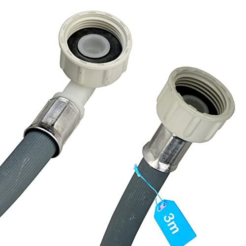 Zulaufschlauch Waschmaschine Geschirrspüler 3/4 Zoll Winkel/Gerade inkl. Dichtung Wasserzulaufschlauch universell verwendbar Hersteller unabhängig aus robustem Kunststoff (3m)
