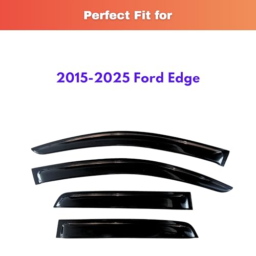 Image of KPY Rain Guards Fit for 2015-2025 Ford Edge, Out-Channel Window Visors Vent Wind Deflectors 4PC, Car Accessories for 15-25 Edge